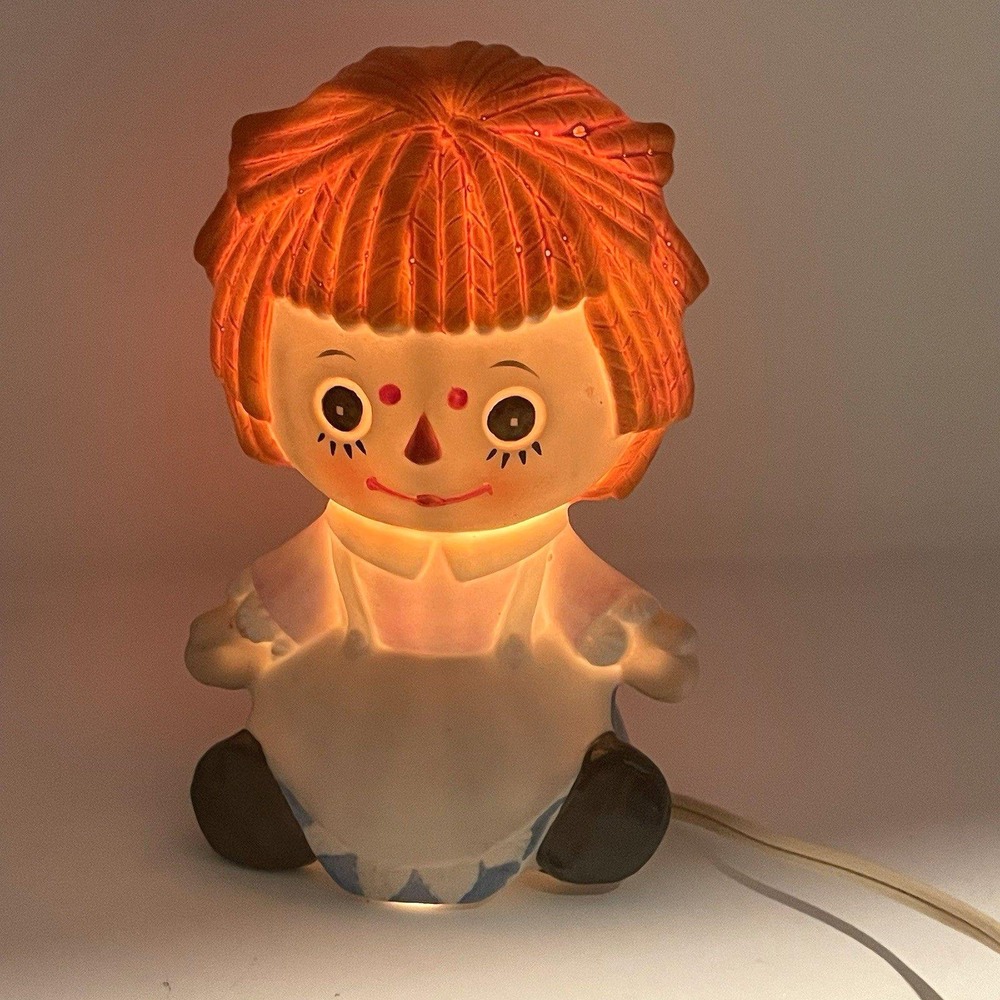 Vintage Lefton Raggedy Ann Porcelain Night‎ Light Lamp 6" Japan Ceramic Kitsch